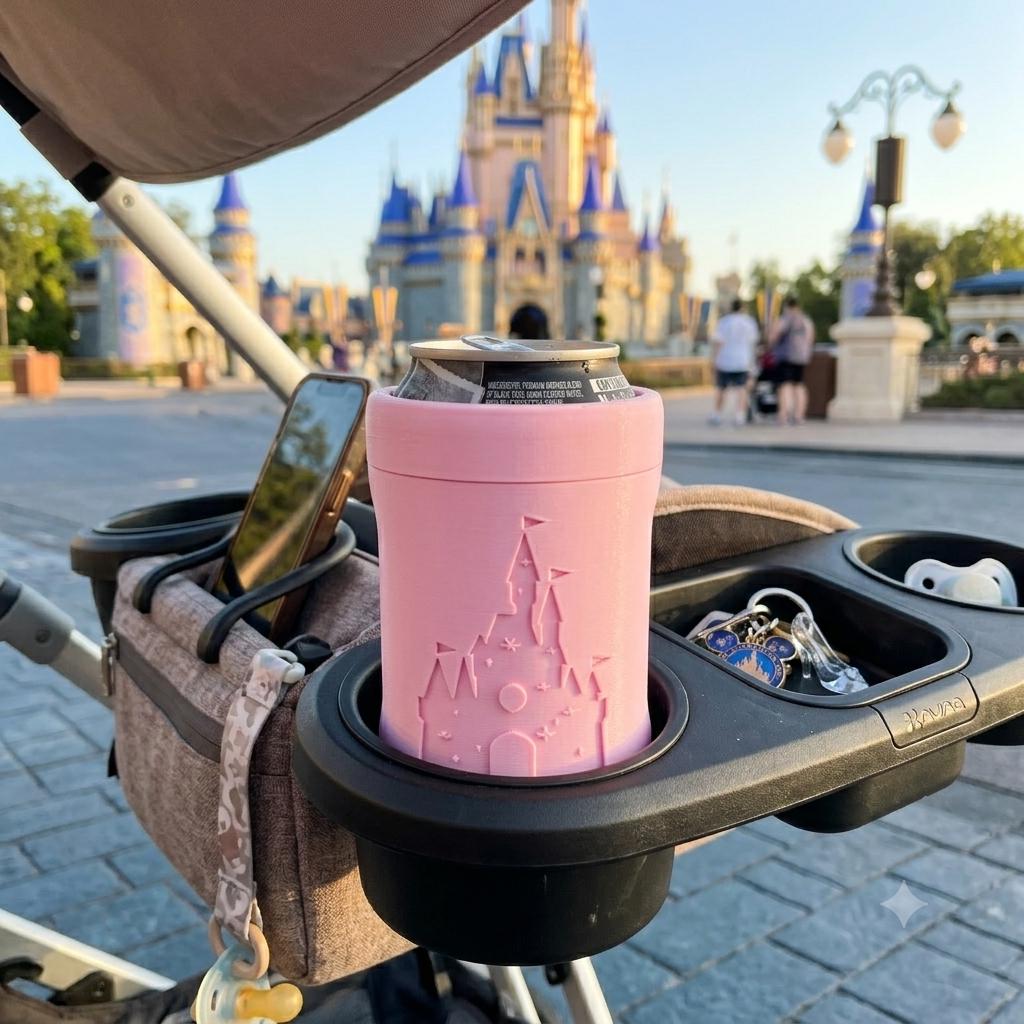 Pink Magic Kingdom Themed Can Cozie for 12oz Cans — 3D printed by Space Coast Designs