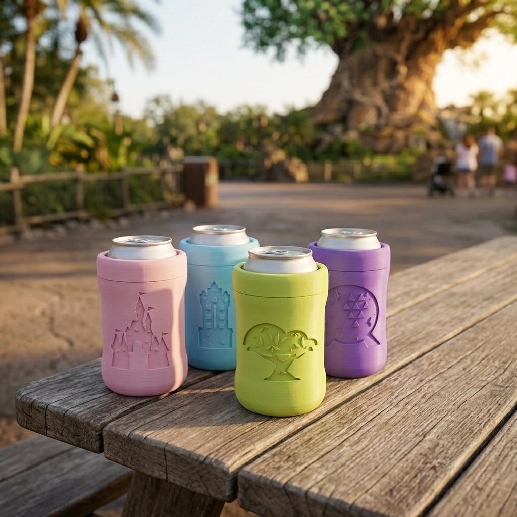Set of 4 - Walt Disney World Themed Can Coozies for 12oz Cans — 3D printed by Space Coast Designs